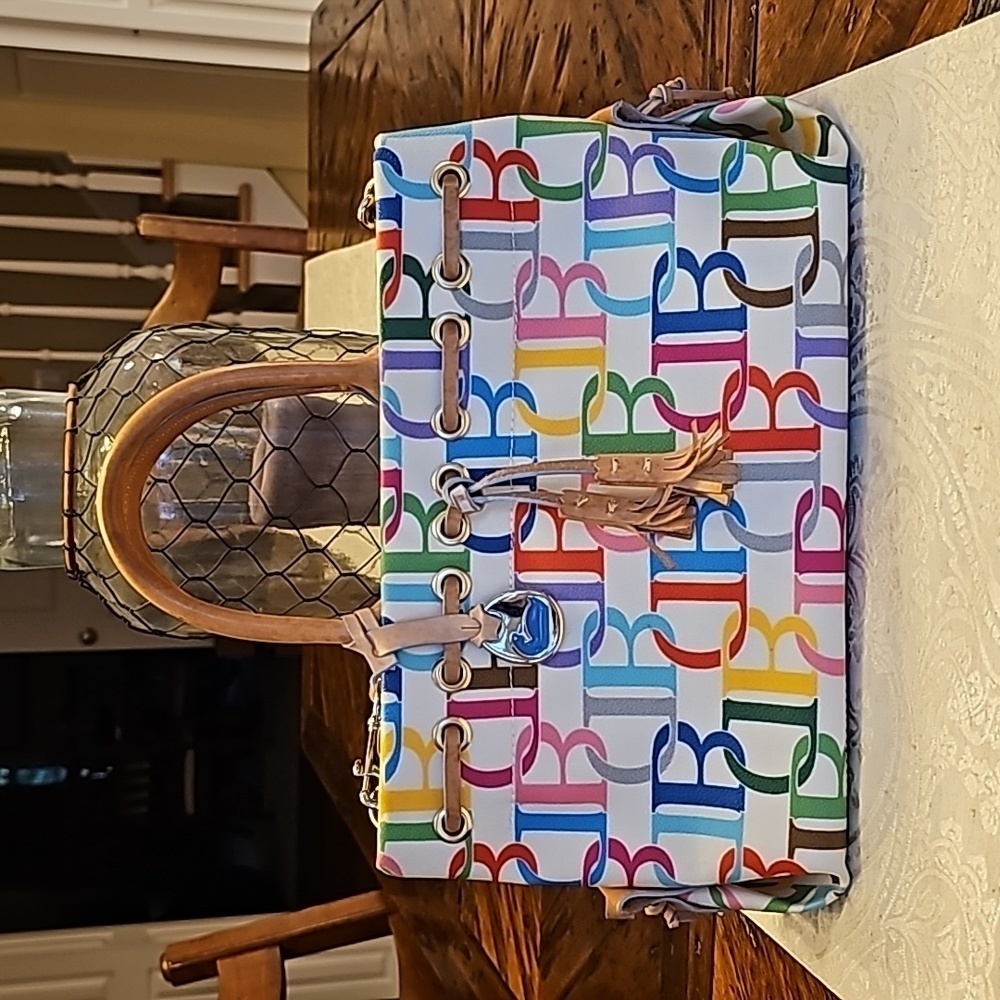 Dooney & Bourke Vintage Tasseled Multicolored Satchel Handbag Bag - OS - Picture 2 of 12